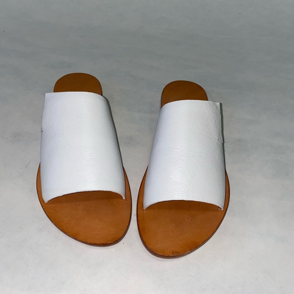 White Leather Slide Sandal